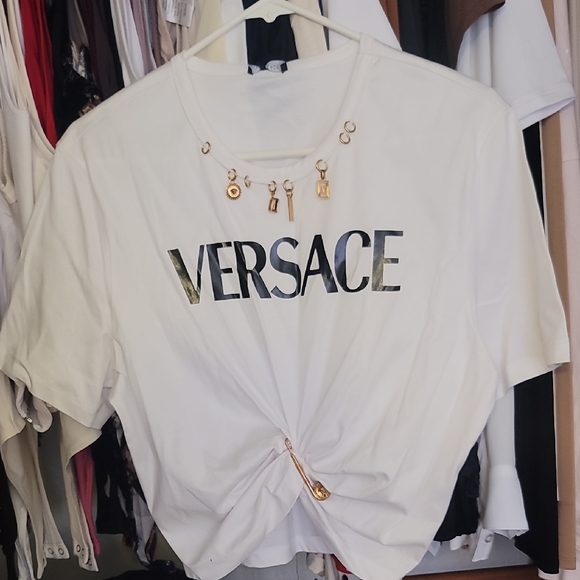 Versace White Tee with Gold Details - Picture 1 of 4